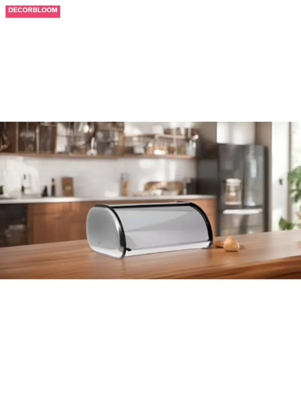 Stainless Steel Bread Box for Kitchen Countertop, Large Roll Top Lid Storage